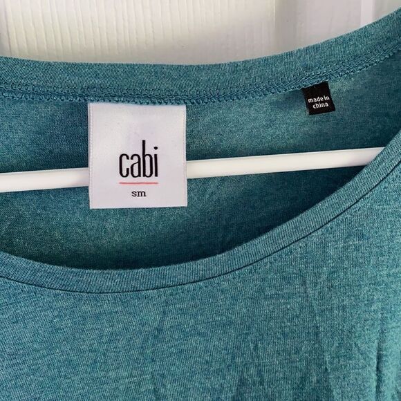 CAbi #3056 Heathered Teal Long Sleeve Swing Tee - Picture 5 of 7